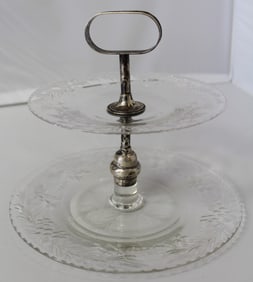 Hawkes Cut Glass Sterling Silver 2 Teir Service Plate