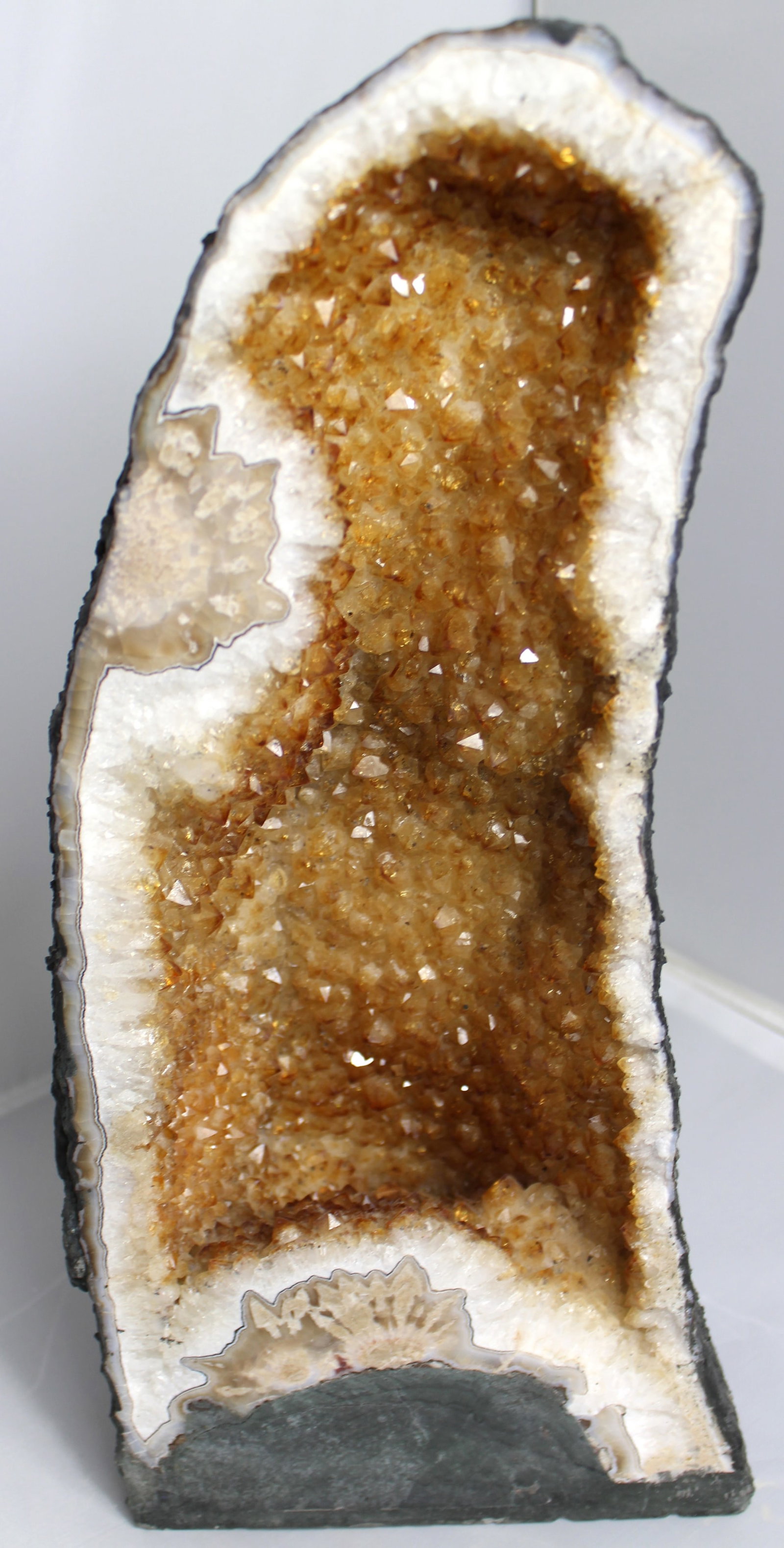 17" Citrine Cathedral: Citrine Cathedral. Beautifull orange cathedral. The measurements are 17" tall x 7" wide.