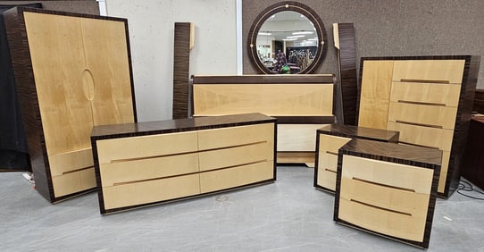 6 Piece Giorgio Collection Art Deco Inspired Design Bedroom Set