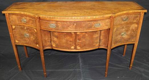 Antique Mahogany Server with Floral Marquets and Inlay Designs