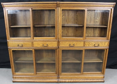 2 Danner Oak Stacking Sliding Door Barrister Bookcases