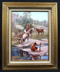 Hubert Wackermann (B. 1945) "Blackfeet Tracker" Oil Painting