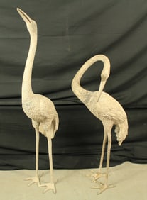 Pair of Life Size Decorative Metal Crane Statues