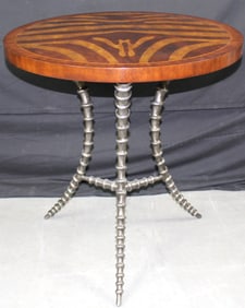 Maitland Smith Striped Round Horn Legged Table