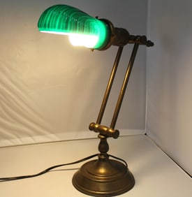 Emeralite Style Glass Shade Table Lamp