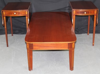 Vintage Federal Style Inlaid Mahogany Coffee Table and 2 Pembroke Side Tables