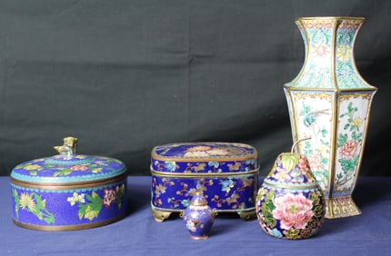 Lot of 5 Pieces of Cloisonne