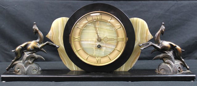 Onyx and Marble Art Deco Mantle Clock