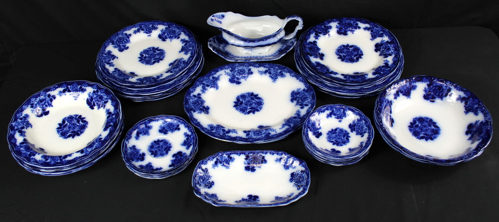 New Wharf Pottery Waldorf Pattern Flow Blue Dinnerware (1 of 18)