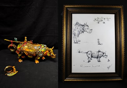 Nano Lopez "Timothy the Rhino" Bronze Sculpture and Giclee Print
