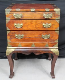 Asian Two-Piece Three-Drawer Chest with Legs