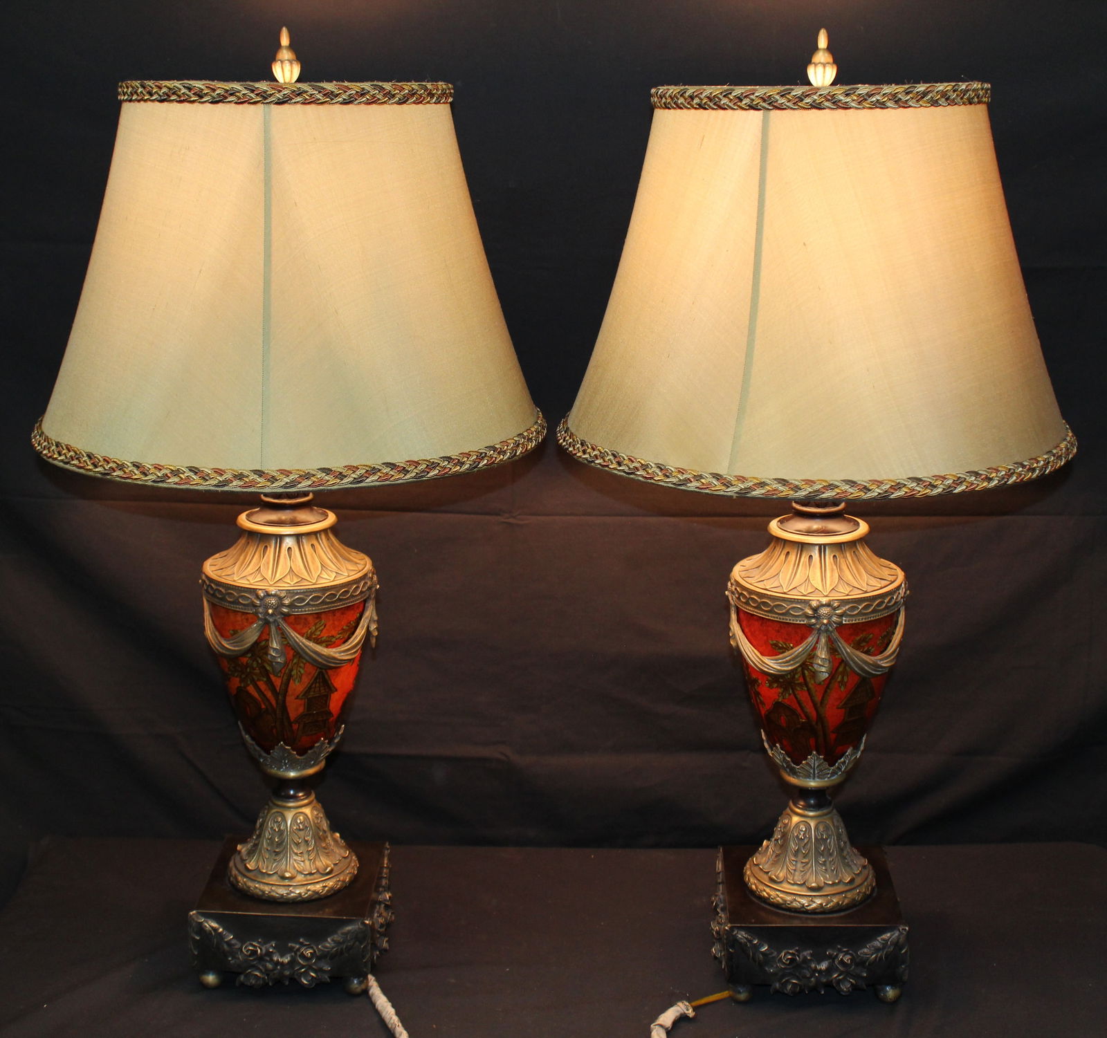 Pair of Maitland Smith Table Lamps with Scroll and Floral Motifs. (1 of 9)