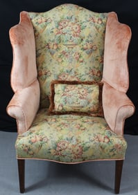 Hepplewhite Floral Upholstered Wing Back Chair