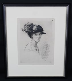 Arthur Paine Garratt (b.1875 - unknown) "The Plumed Hat" Drypoint
