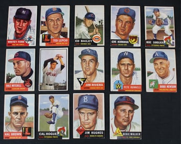 Lot of 14 1953 Topps Baseball Cards Featuring Whitey Ford