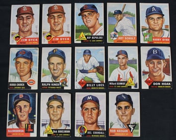 Lot of 14 1953 Topps Baseball Cards Featuring Ralph Kiner
