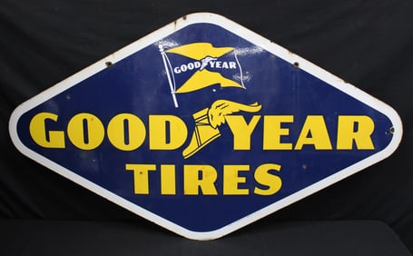 Good Year Tires 54" Wide Double-Sided Large Porcelain Sign