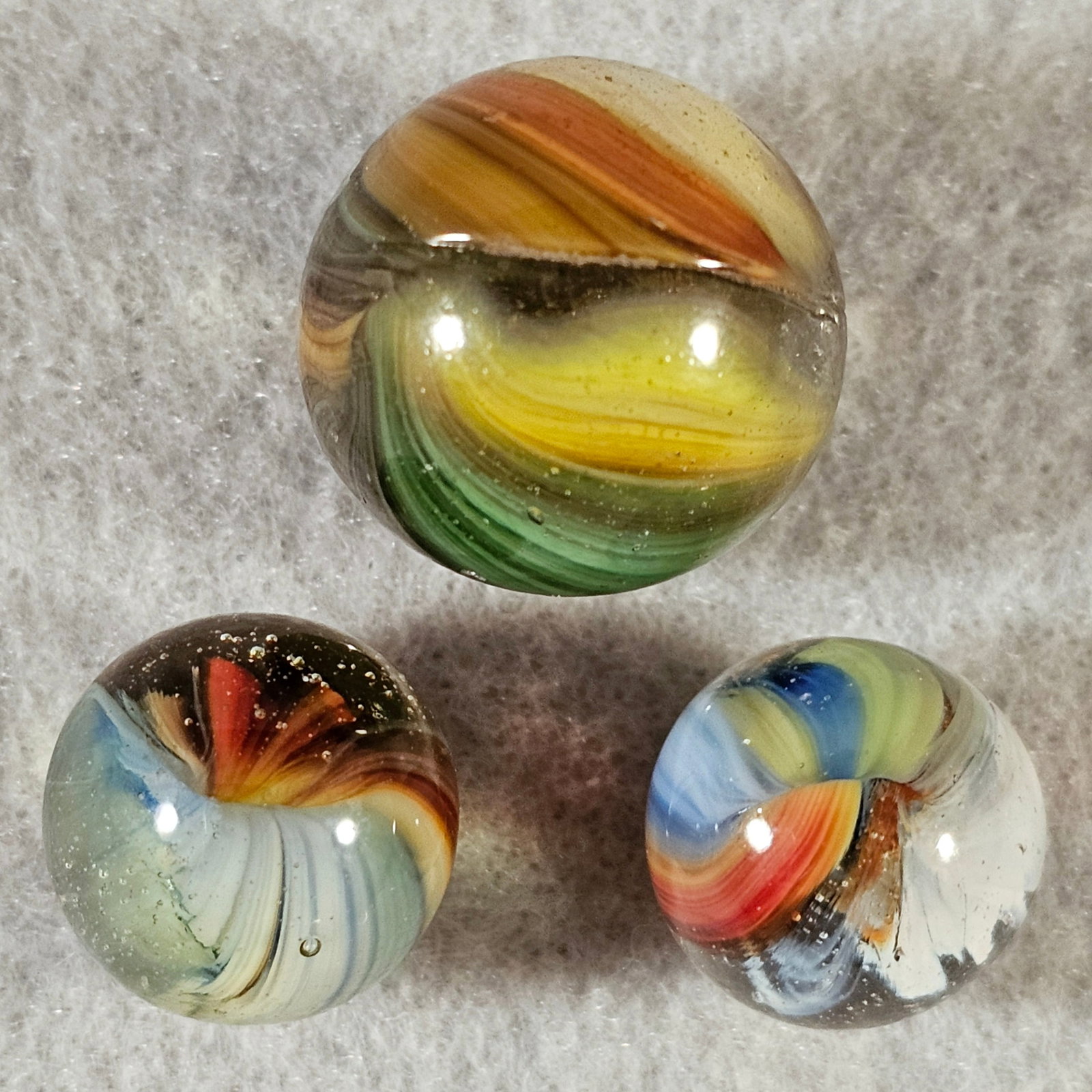 3 Akro Sparkler Marbles Including a Double Ingot (1 of 10)