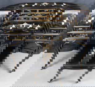 Asian Mother of Pearl Desk and Chair