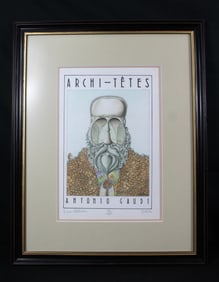 Louis Hellman (B.1936) Antonio Gaudi Lithograph