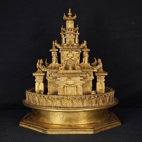 Asian Gilt Bronze Mandala Temple
