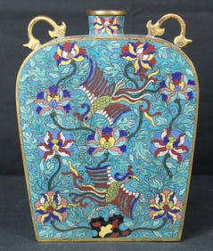 Magnificent Phoenix and Flower Cloisonne Vessel