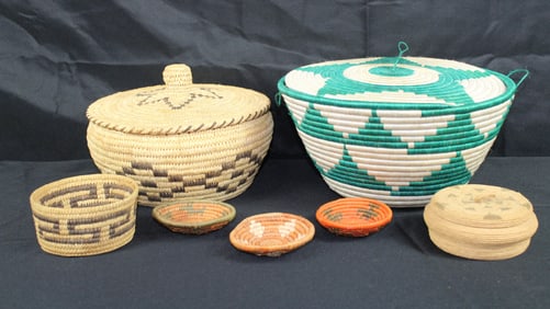 Collection of Six Pappago Native American Baskets