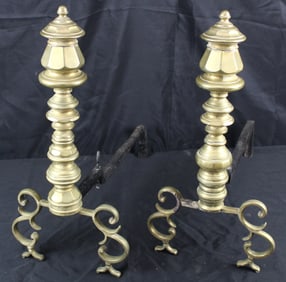 Federal Style Brass Andirons