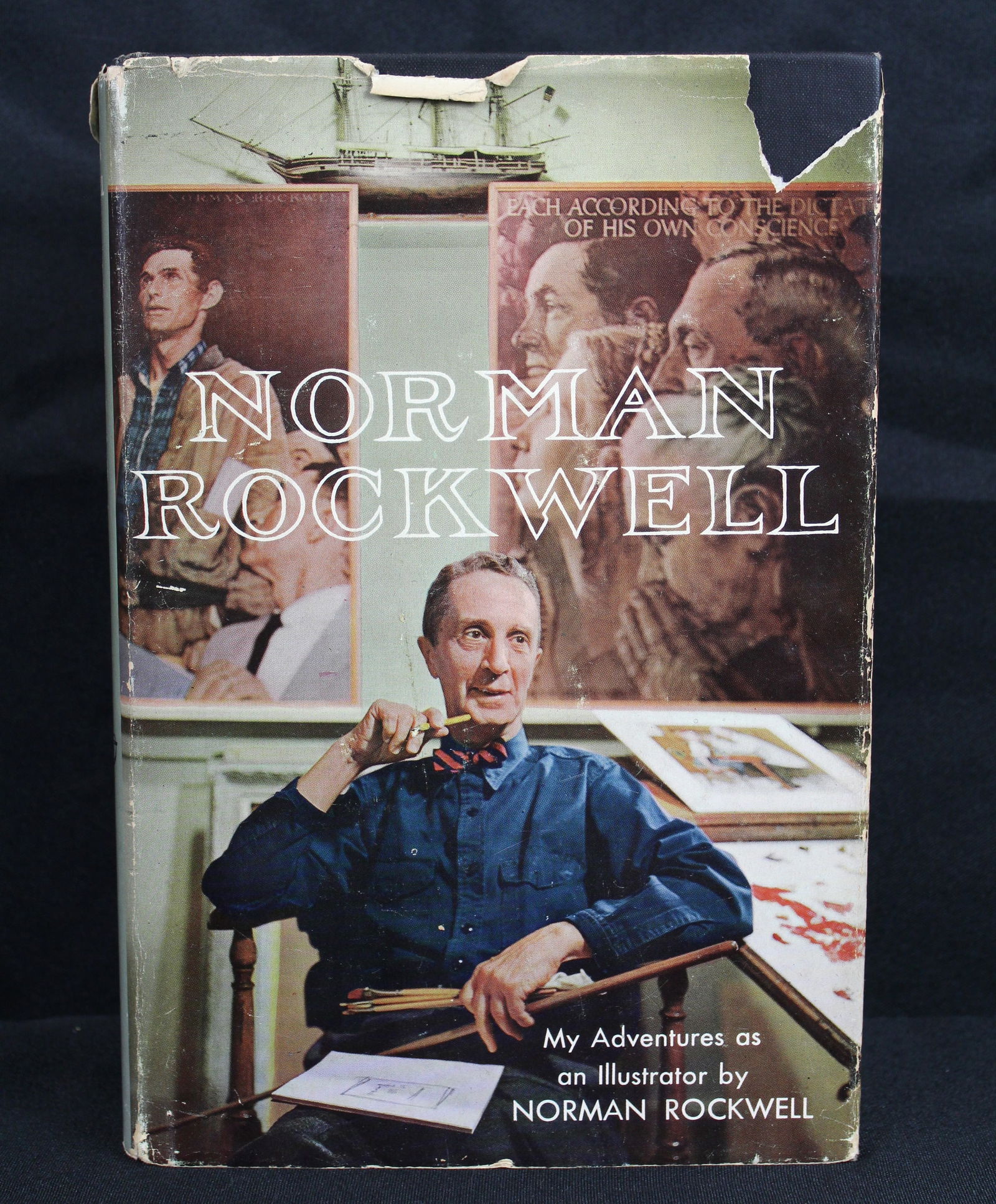 Signed Norman Rockwell Book: Signed Norman Rockwell Book. 1960 First Edition of the book My Adventures as an Illustrator by Norman Rockwell which is also signed on the first page by Norman Rockwell. The dust cover does have some