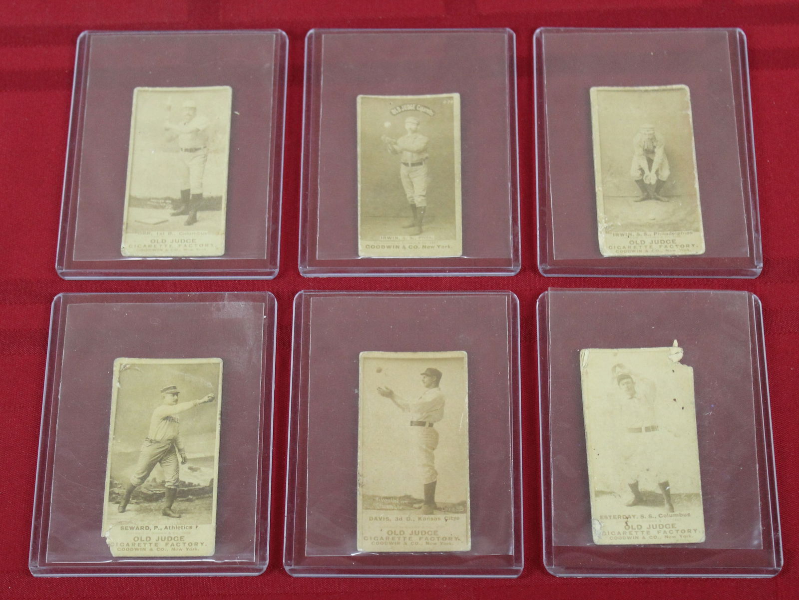 6-1887 Dave Orr, Henry Esterday, Arthur Irwin, James Davis, & Ed Seward N172 Old Judge Tobacco Cards (1 of 13)