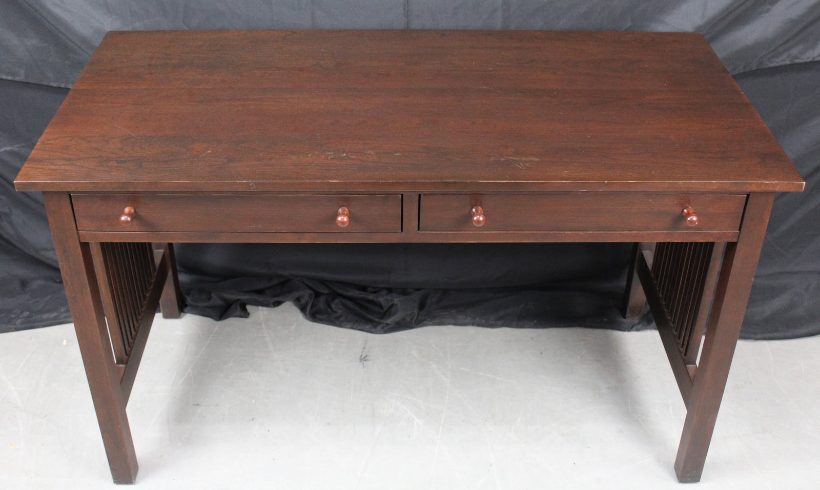 Stickley Mission Style Two-Drawer Slat Sided Desk (1 of 13)