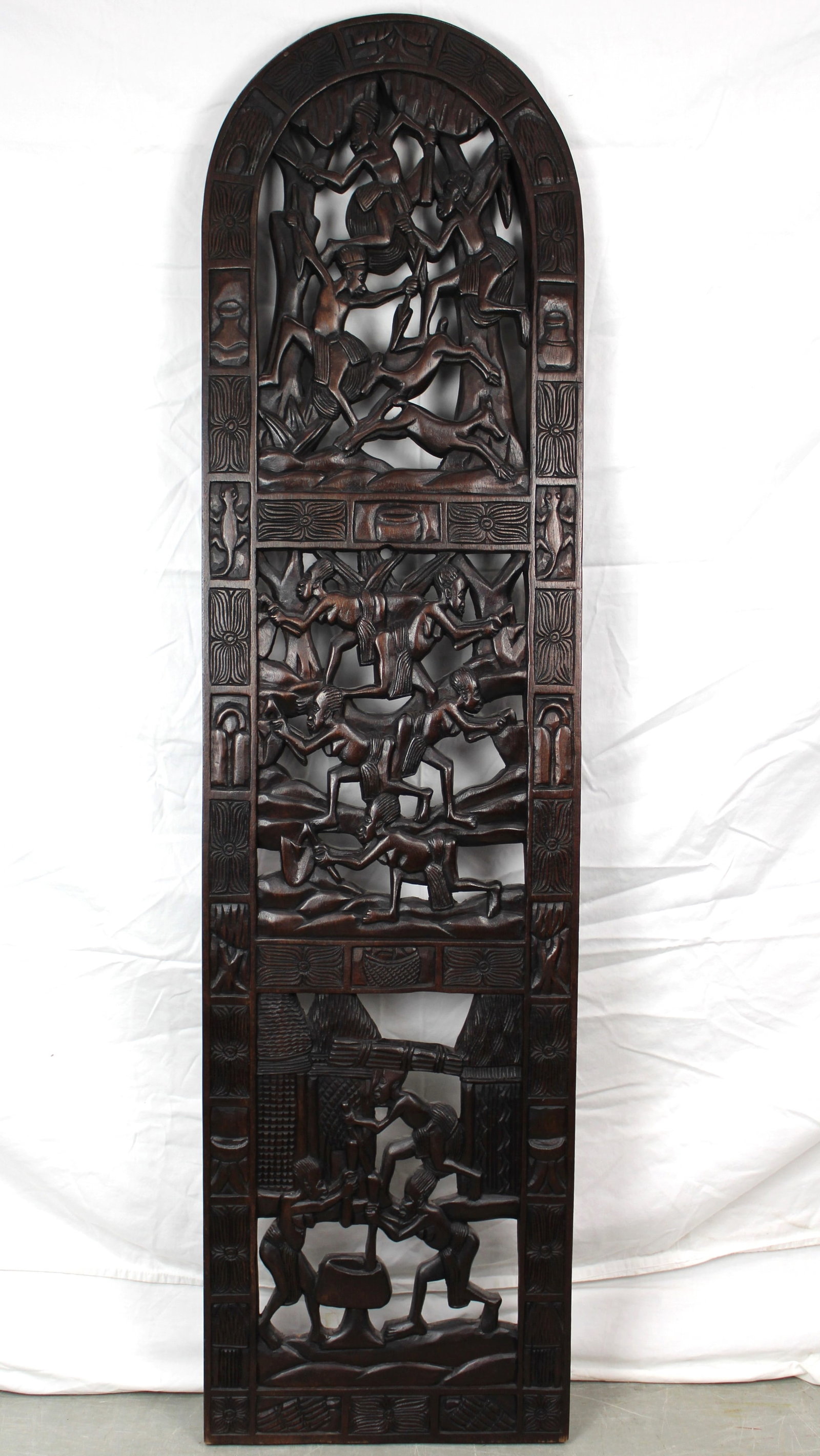 Cameroon Carved Ebony Tall Panel (1 of 9)
