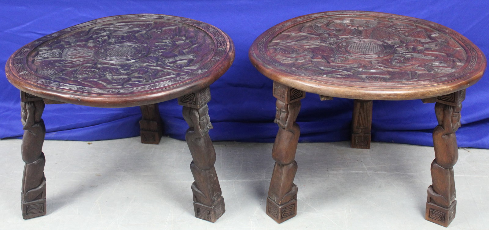 Pair of Cameroon Carved Ebony Side Tables (1 of 9)