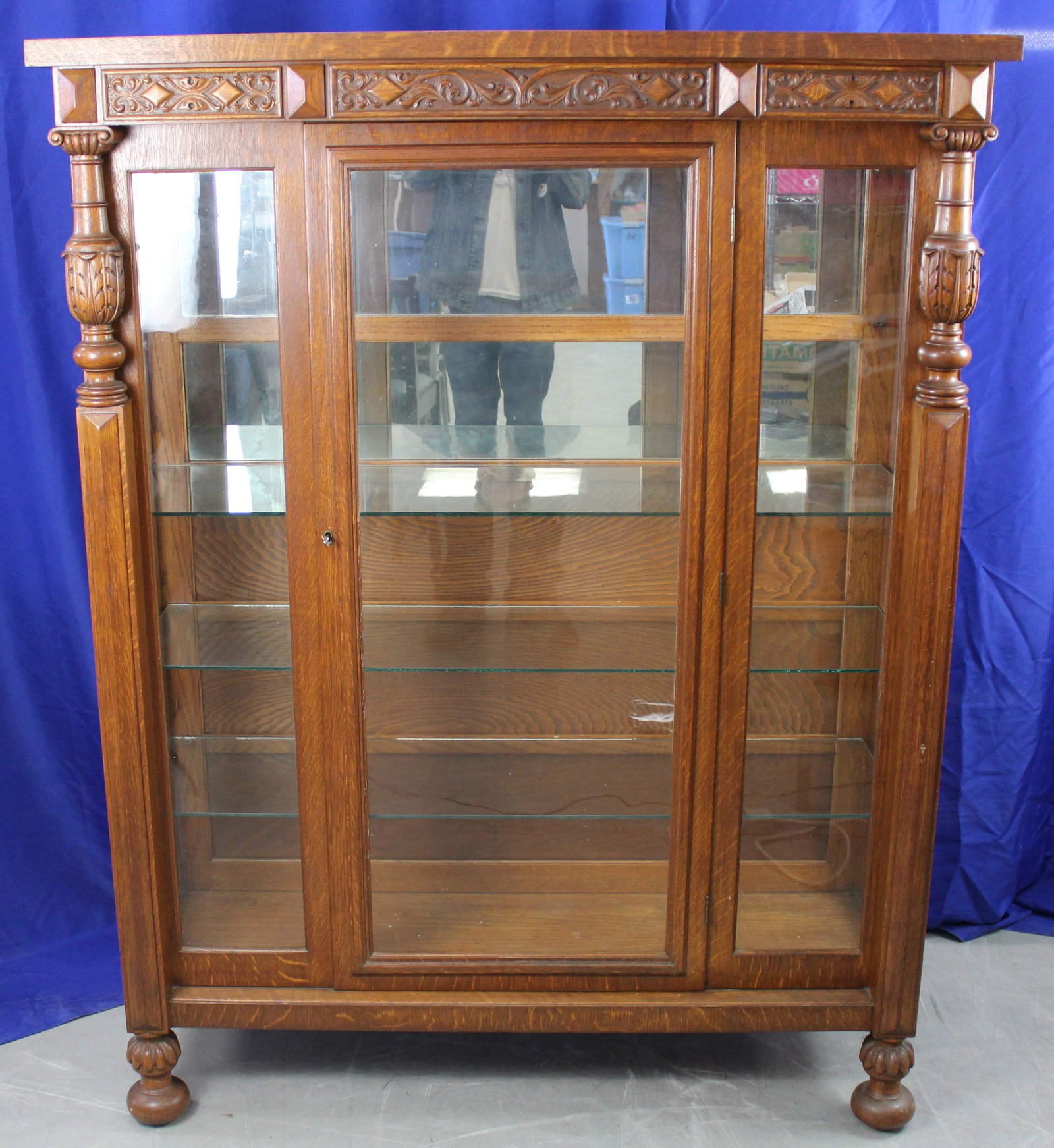 Antique Oak Carved China Cabinet (1 of 14)