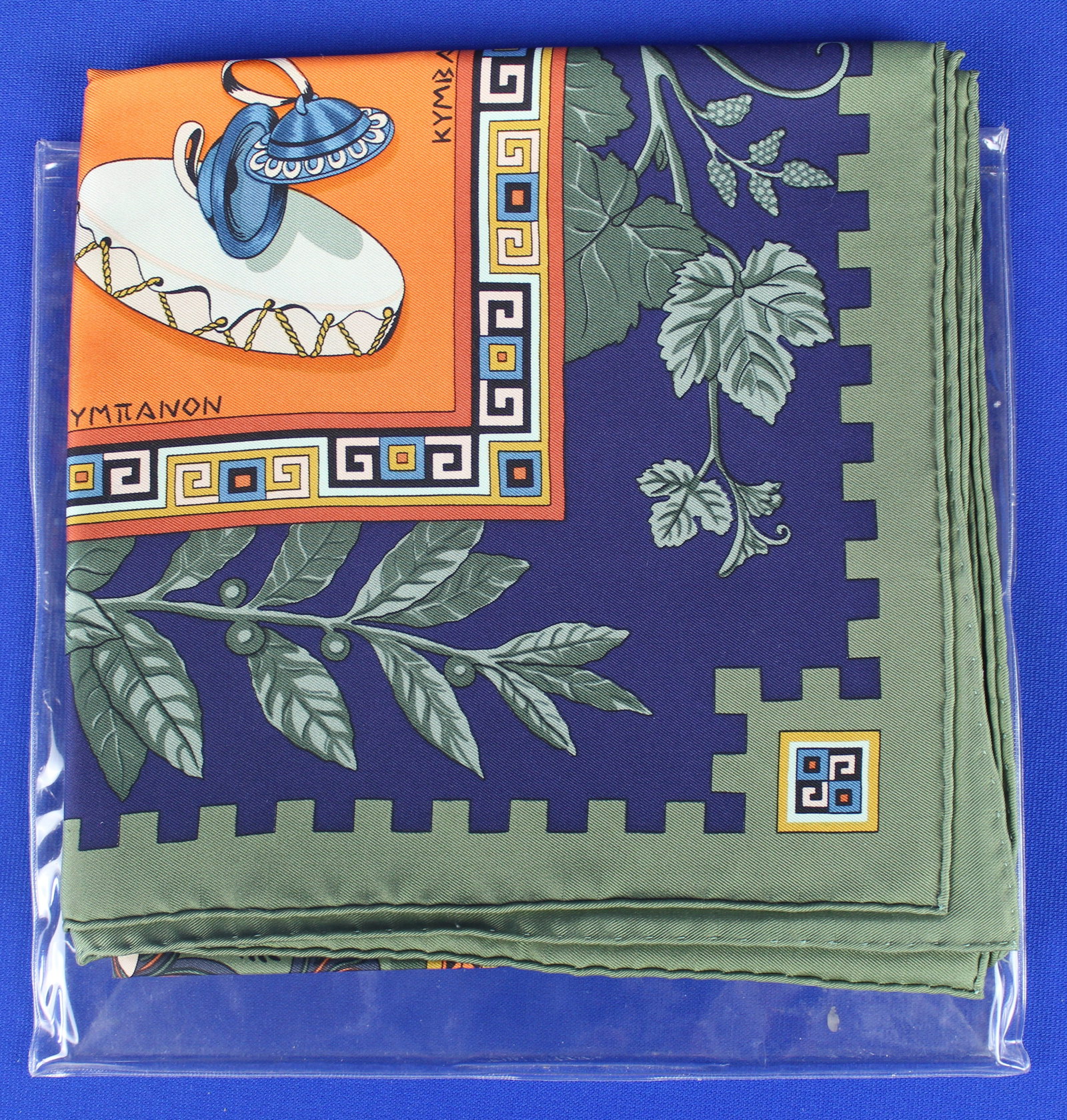 Hermes "Musique Des Dieux" by Claudia Stuhlhofermayr: Hermes "Musique Des Dieux" by Claudia Stuhlhofermayr. Beautiful scarf designed by Claudia Stuhlhofermayr from 1996 depicting various men and women playing instruments with repeating floral patterns.