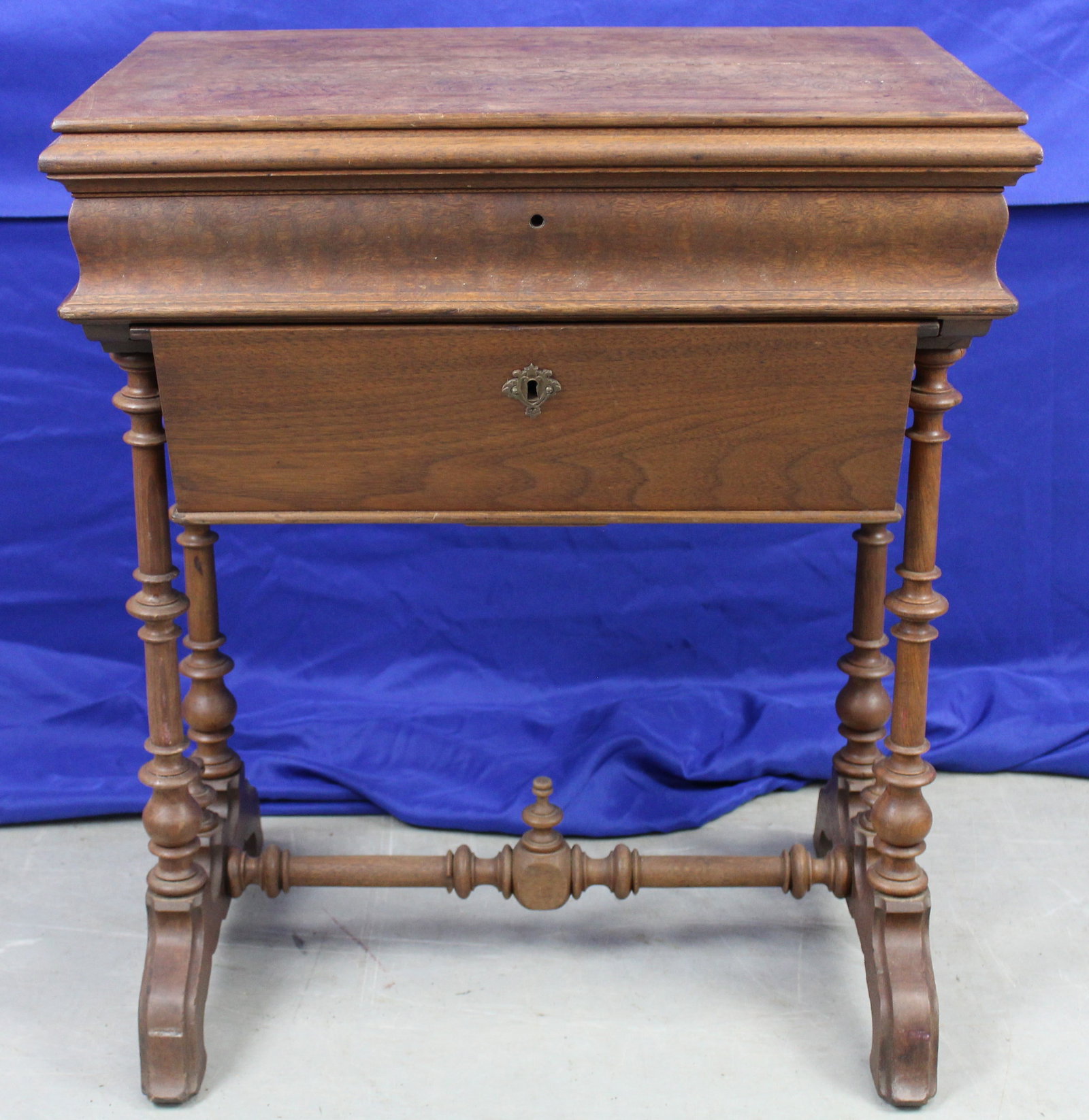 Antique Sewing Table with Burl Wood Interior (1 of 13)