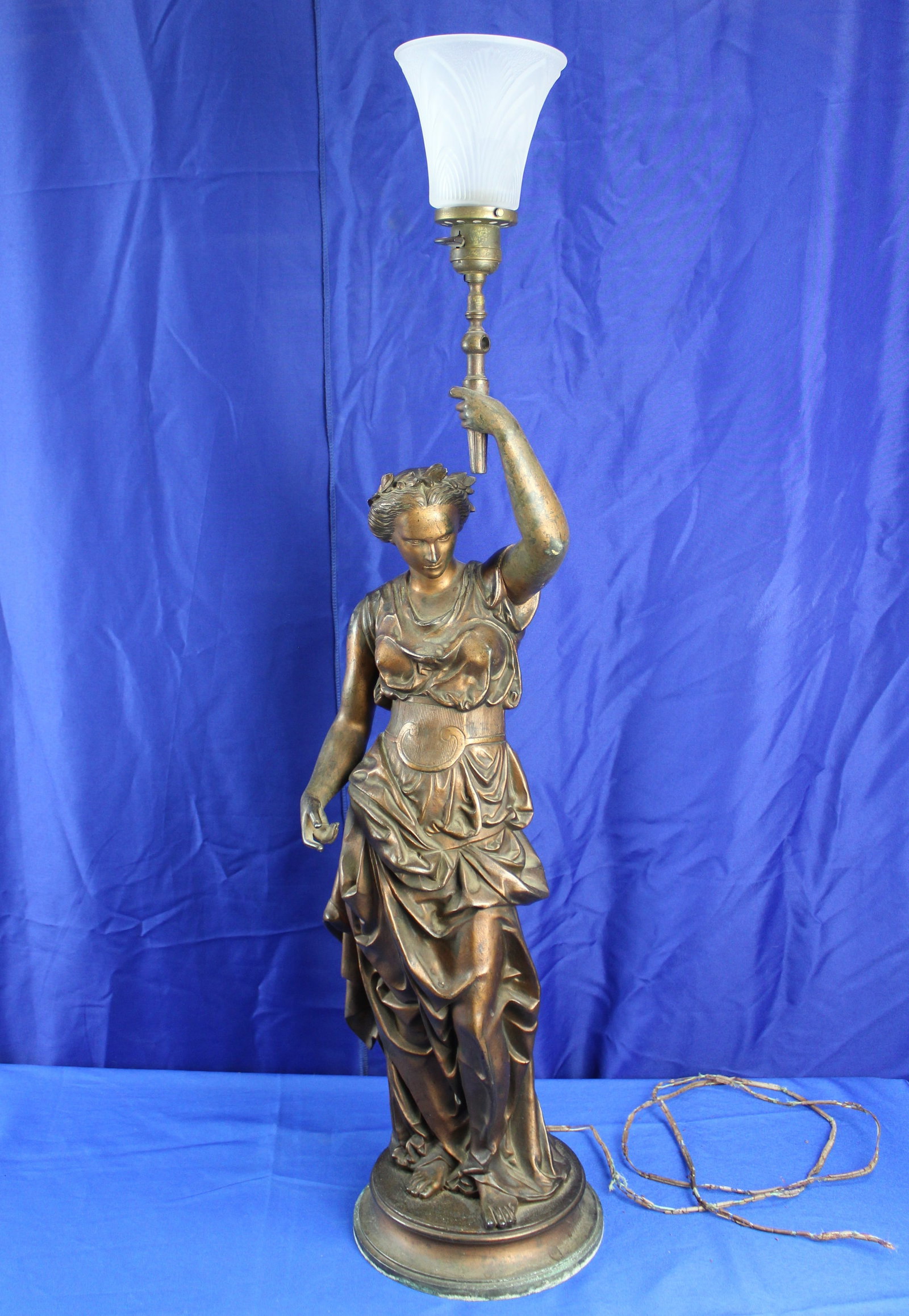 Bronze Art Nouveau Figural Lamp of Lady (1 of 9)