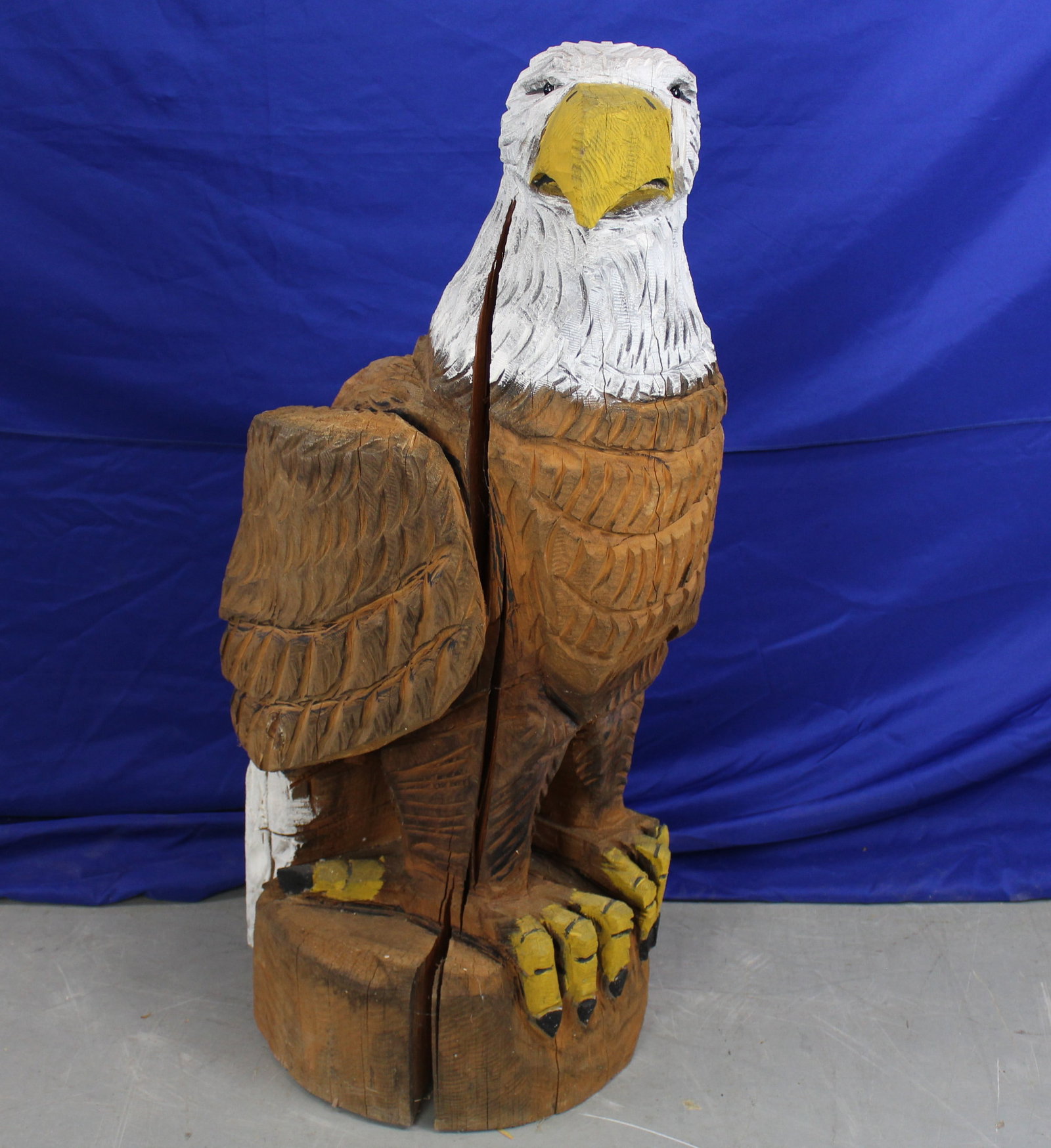 Large Painted Wood Eagle Statue - 2