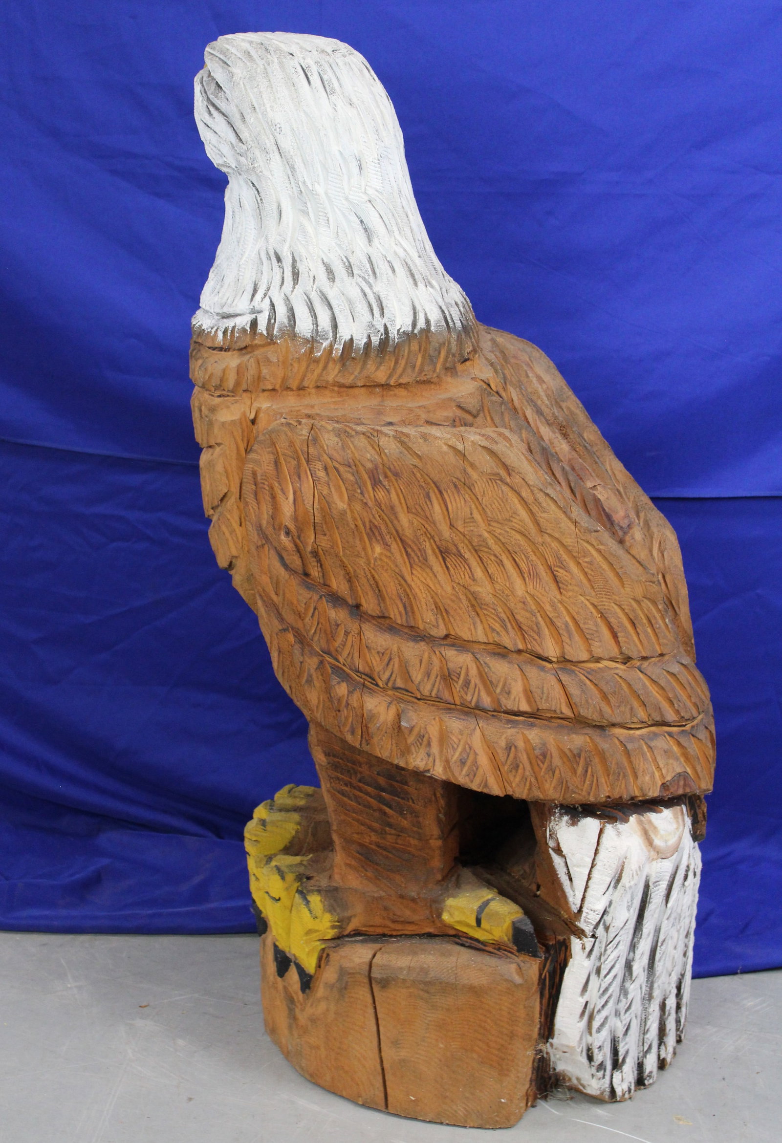 Large Painted Wood Eagle Statue - 3