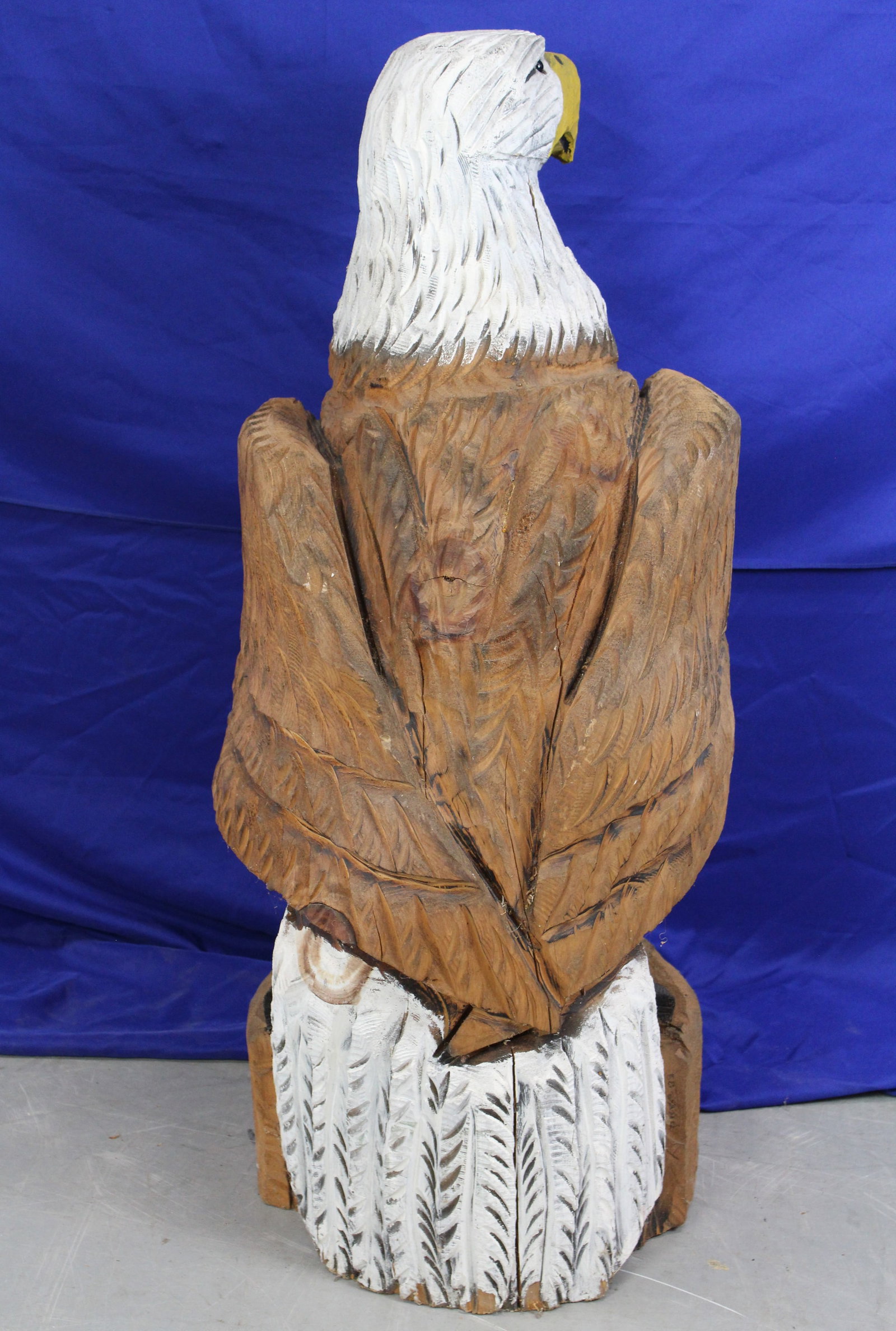Large Painted Wood Eagle Statue - 4