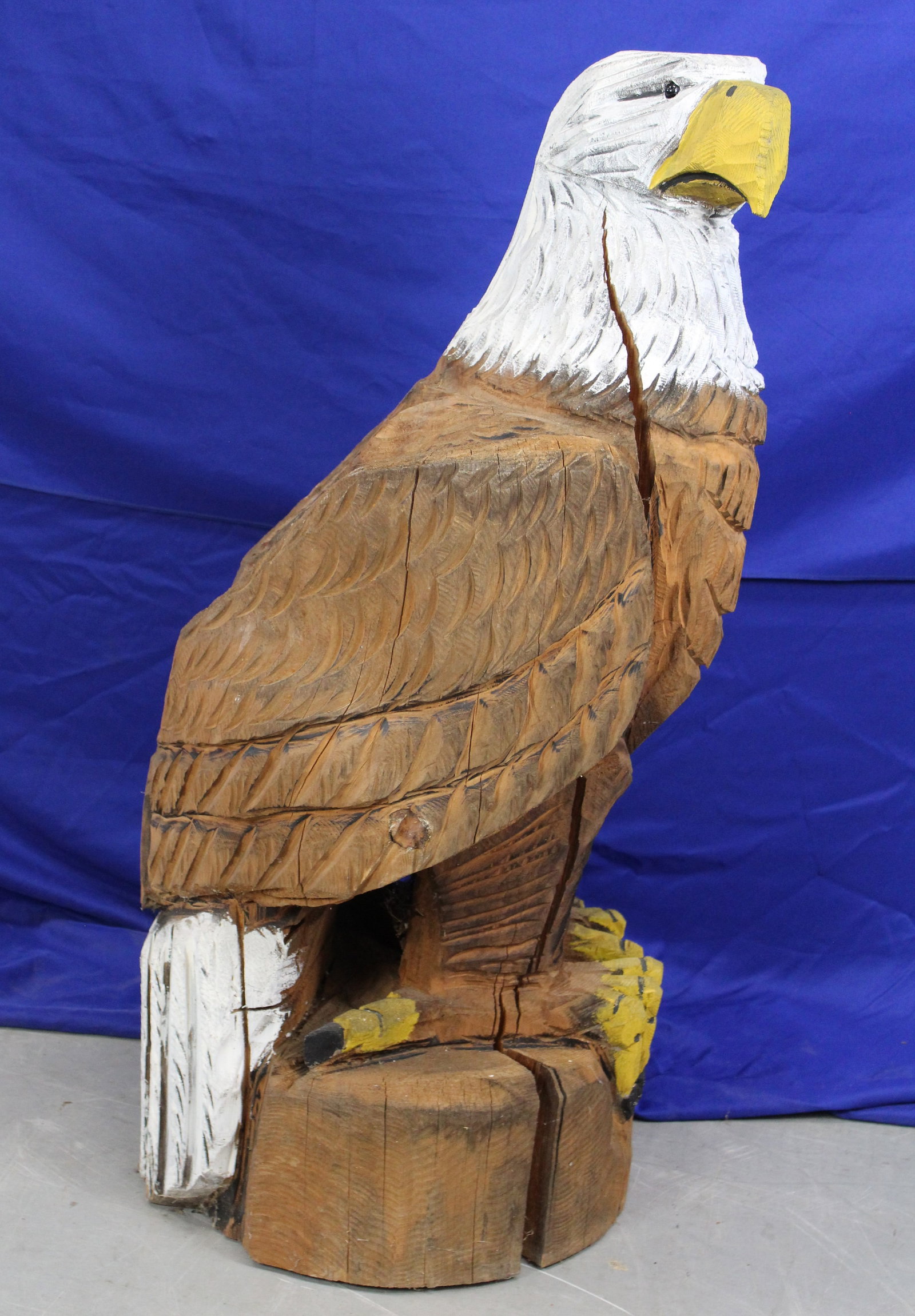 Large Painted Wood Eagle Statue - 5