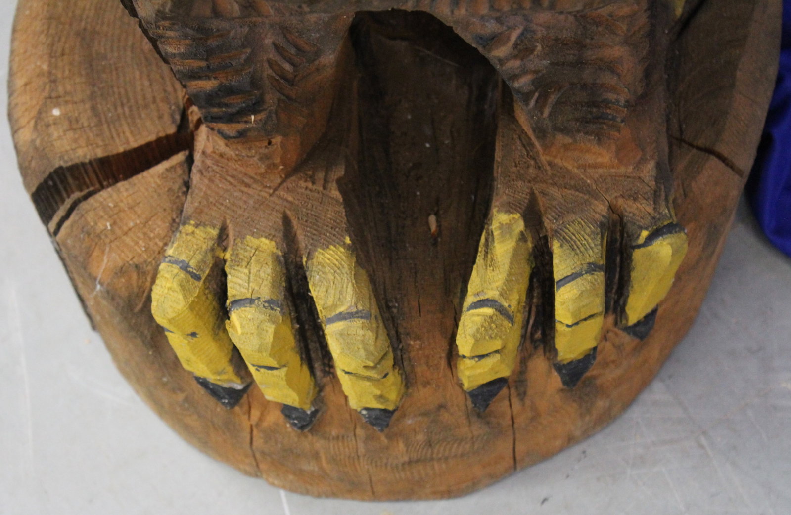 Large Painted Wood Eagle Statue - 7