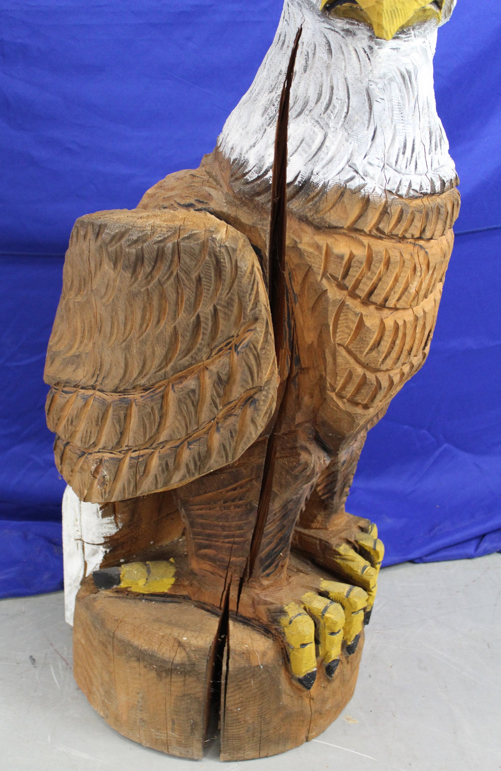 Large Painted Wood Eagle Statue - 8