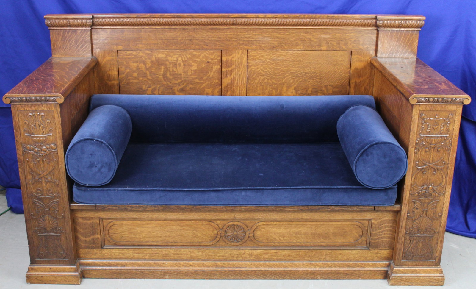 Grand Carved wooden Bench and Storage (1 of 16)