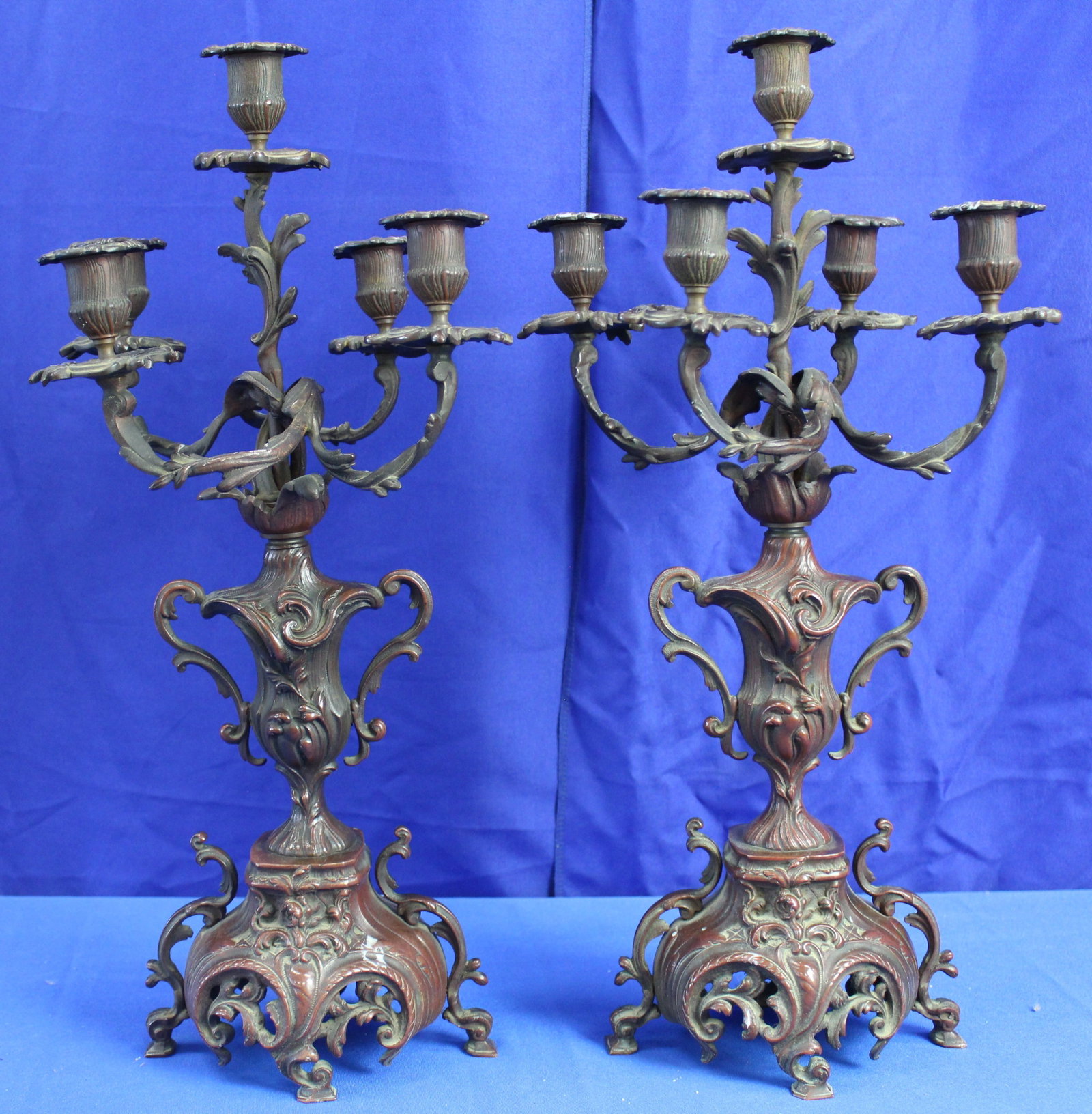 Pair of Tabletop Bronze Candelabras (1 of 7)