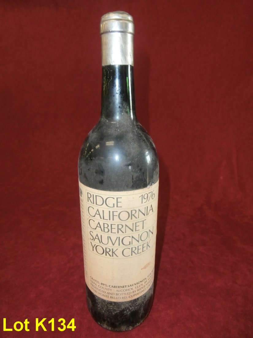 1976 Ridge California Cabernet Sauvignon: 1976 Ridge California Cabernet Sauvignon - York Creek - "1" bottle.