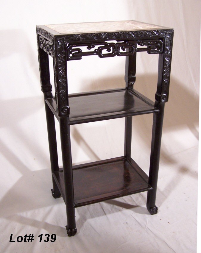 Chinese Marble Top Stand c1880: Chinese Marble Top Stand c1880 Measures 32" High with a 12 1/2"x16 1/2" top