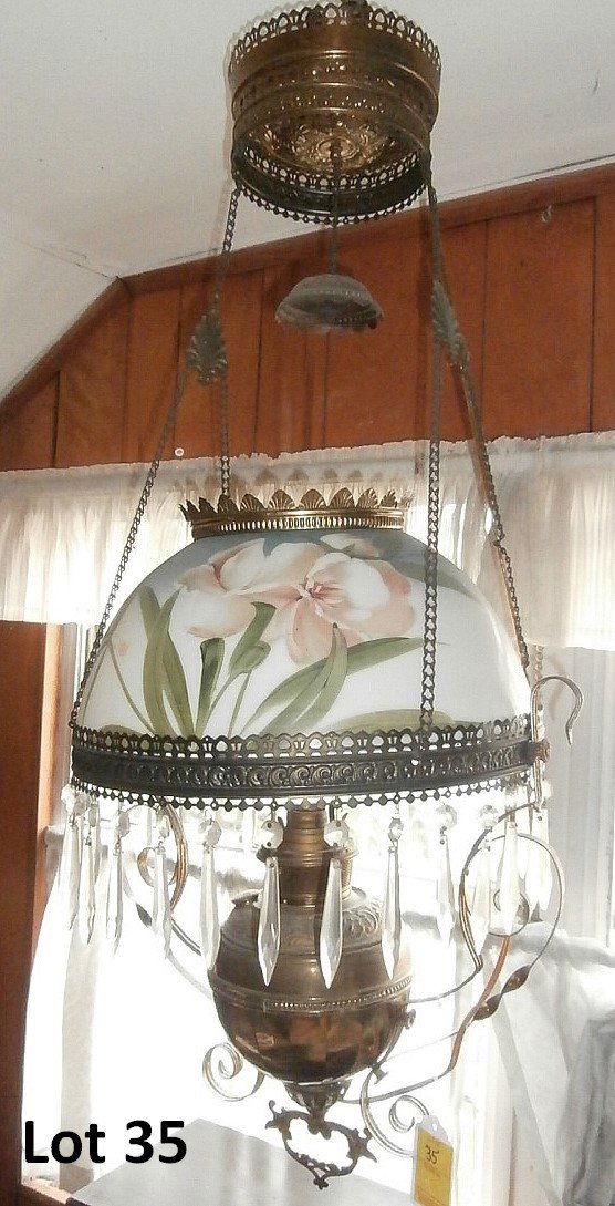 16" Floral Victorian Pull Down Light  Fixture (1 of 4)