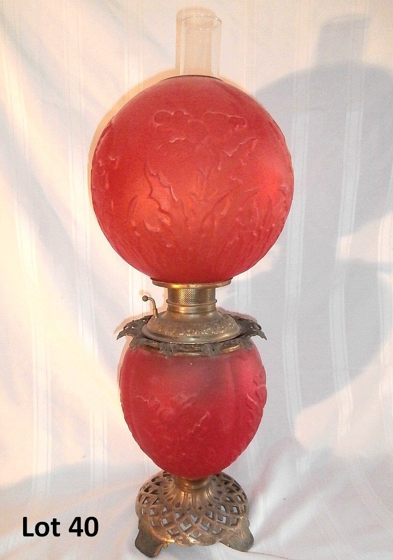 Gone With The Wind Ruby Floral: Gone with the wind Ruby quilted floral 24" electrified no socket