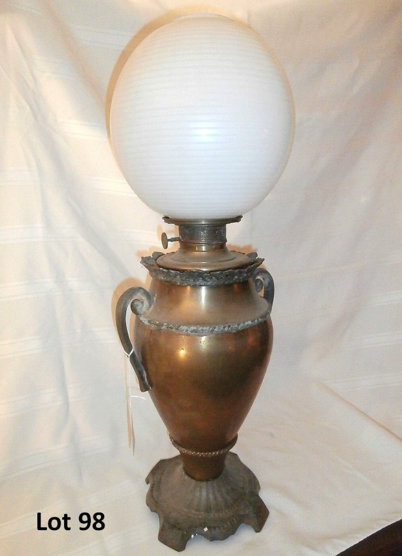 Brass Urn  Base  Banquet Lamp With Swirl Shade (1 of 3)